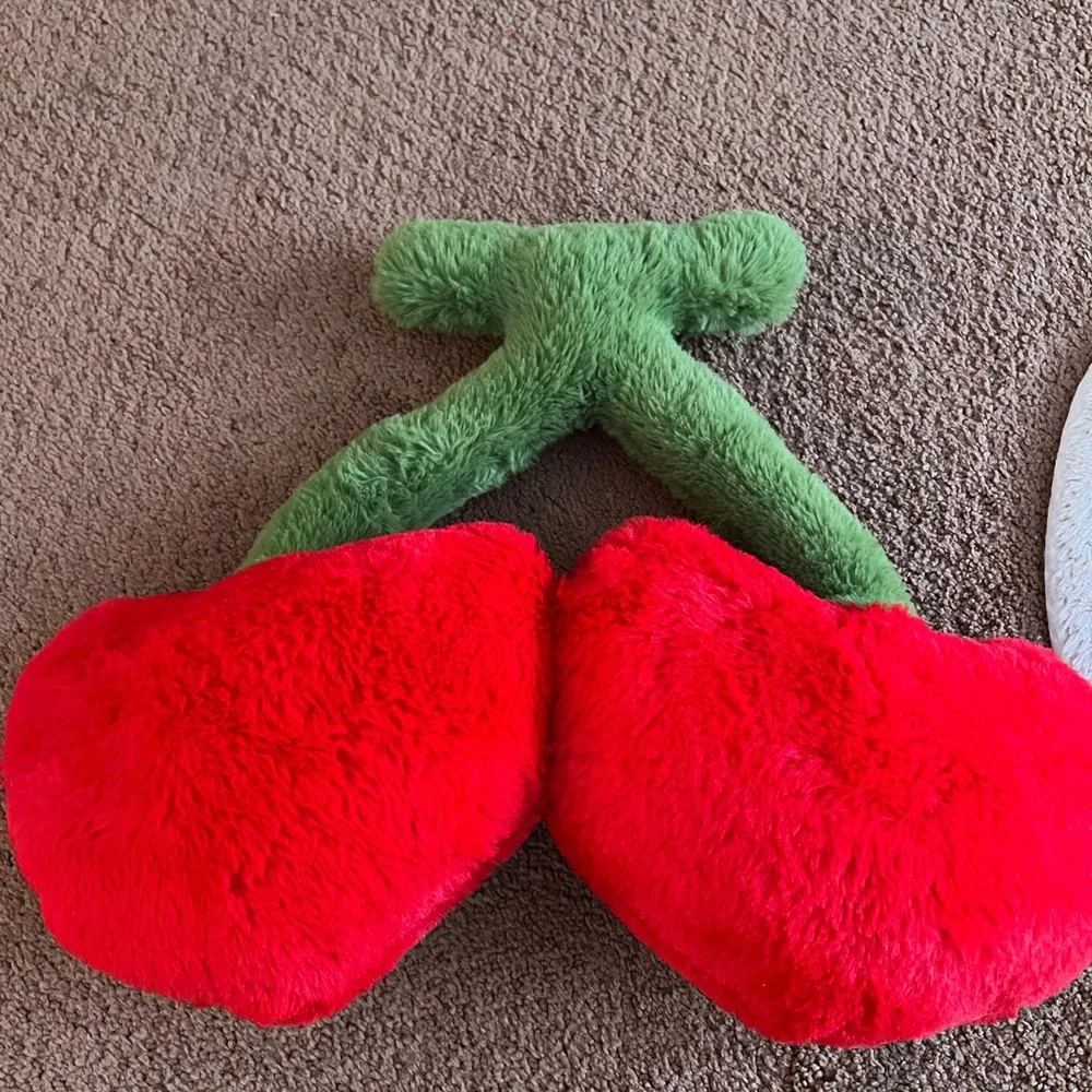 Vibrant Cherry-Shaped Red and Green Door Mat and Pillow